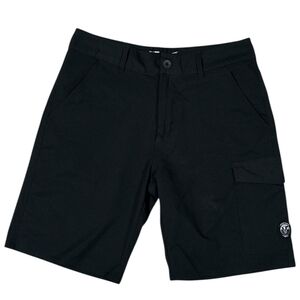 Vans Men’s Flat Front Shorts Black Logo Pockets 32in
